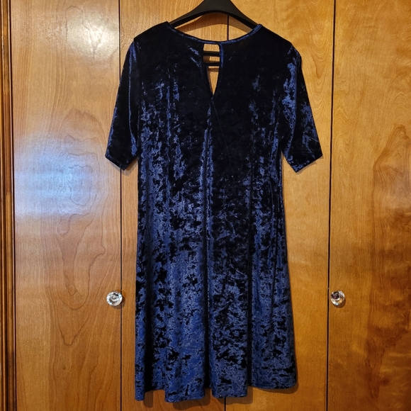Snap Womens 2X Velvet Aqua Sparkle Mini Dress - Picture 6 of 11